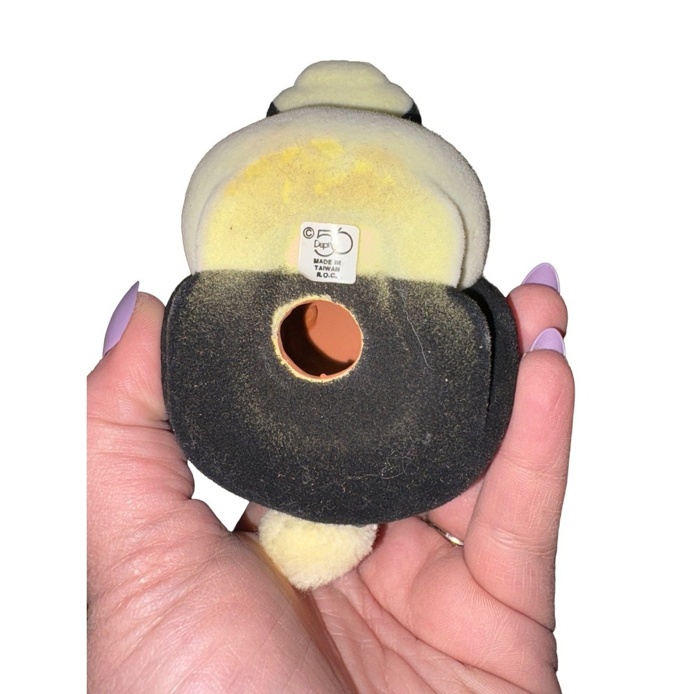 Vtg Dept 56 1990 Black White Tuxedo Bunny Bisque Ceramic fuzzy 3" tall - Picture 5 of 7